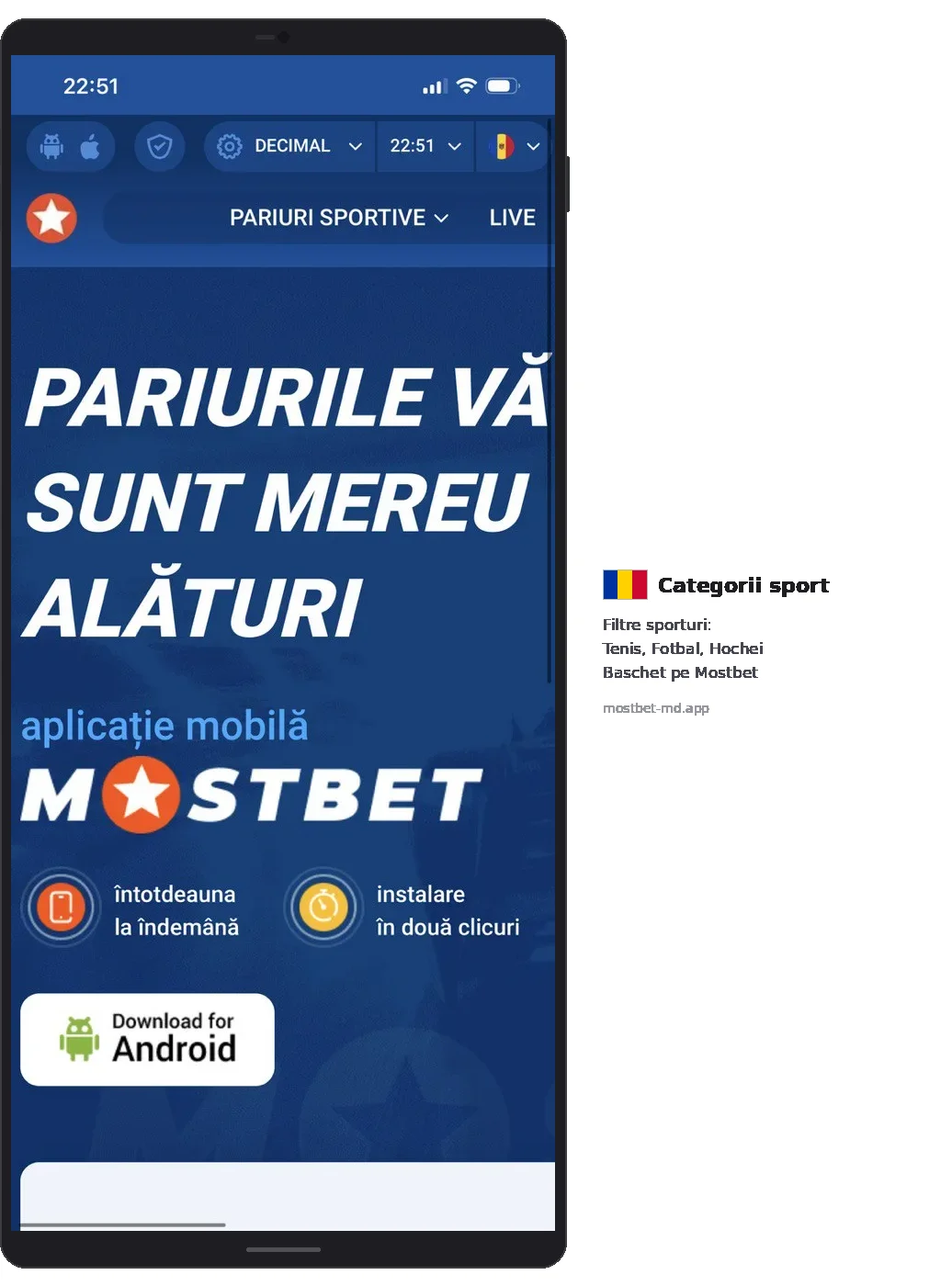 Mostbet Desktop site PARIURI SPORTIVE Download Android button