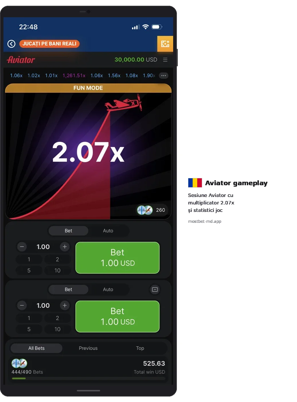 Mostbet Aviator FUN MODE 2.07x multiplicator