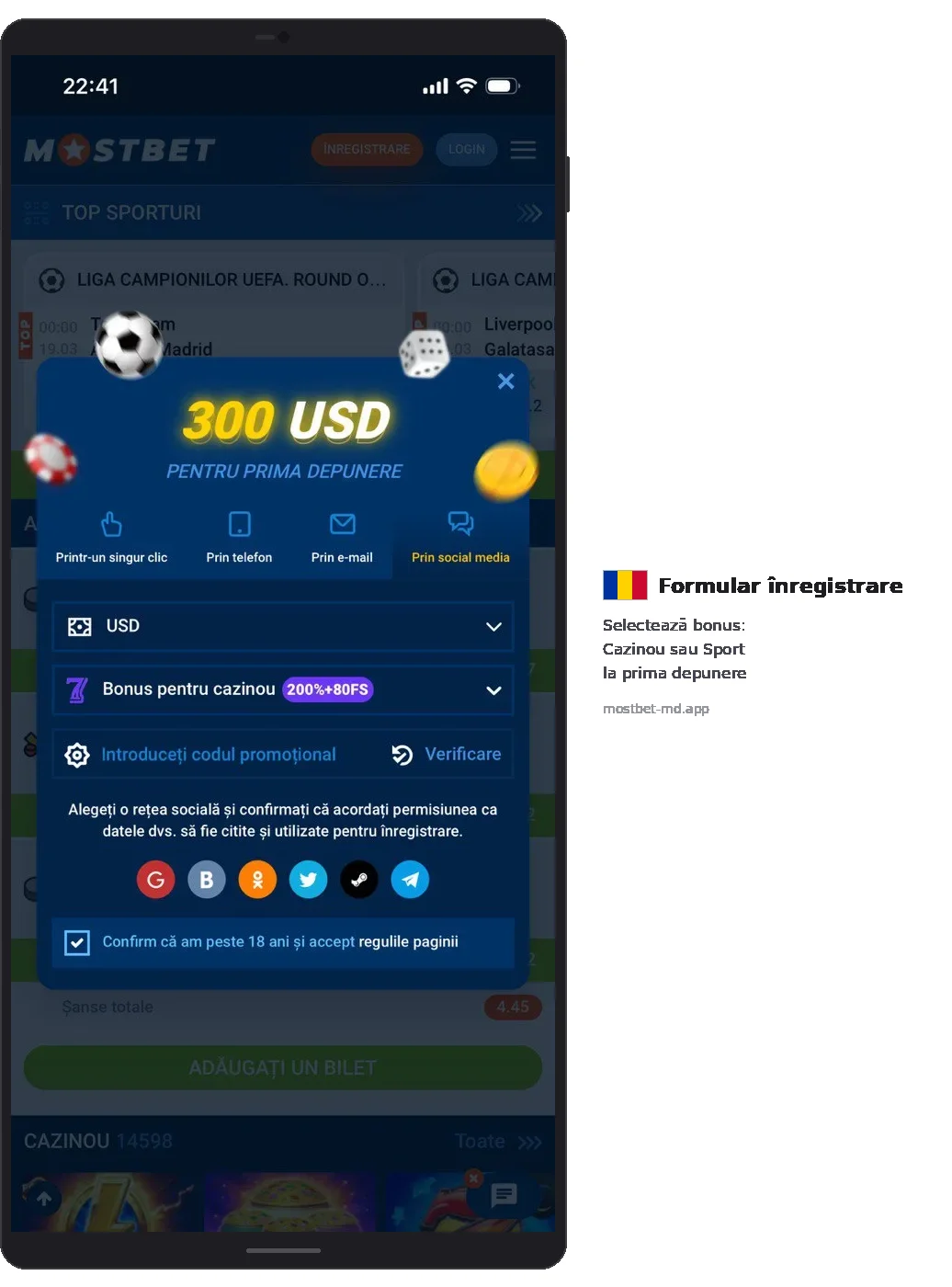 Mostbet înregistrare 300 USD casino sport choice