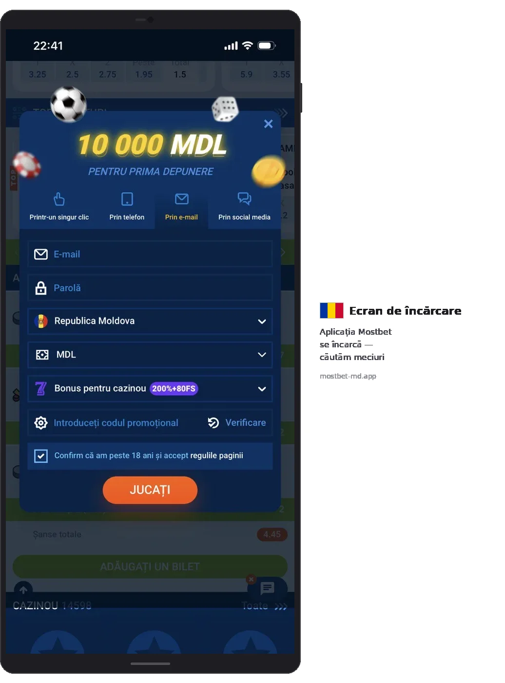 Mostbet înregistrare email parola Moldova MDL