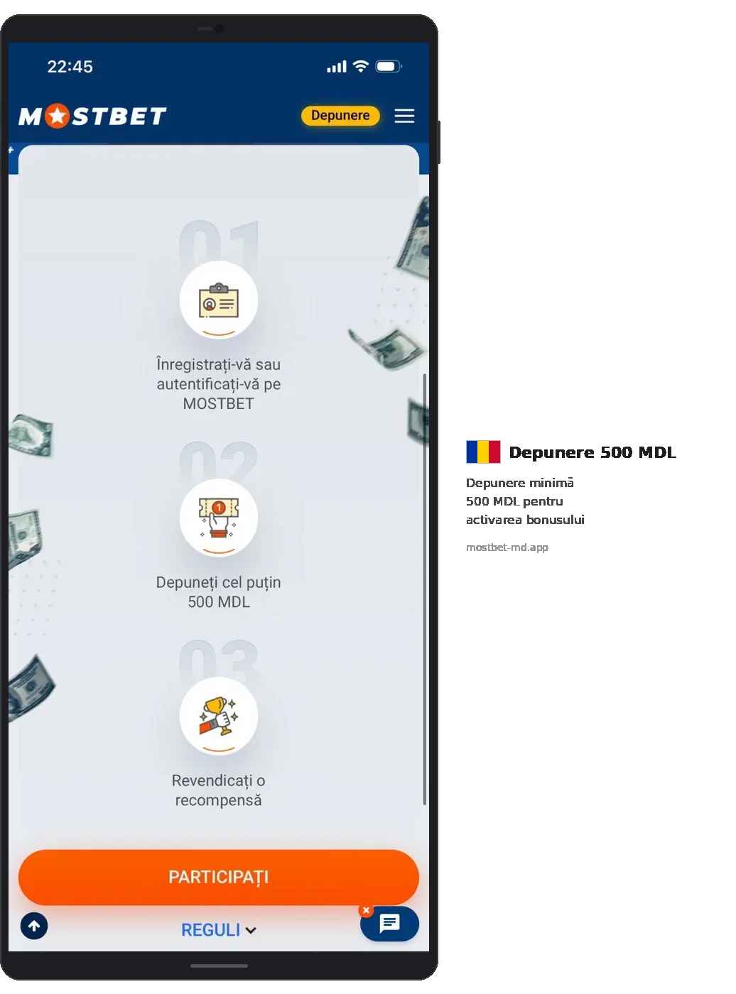 Mostbet 3 pasi 500 MDL depunere reward
