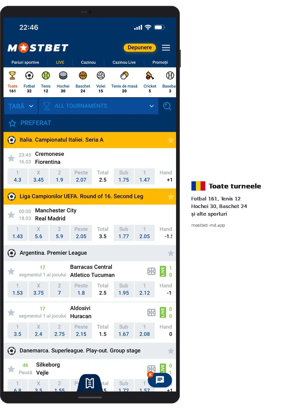 Mostbet Sports ALL TOURNAMENTS Serie A UEFA with odds